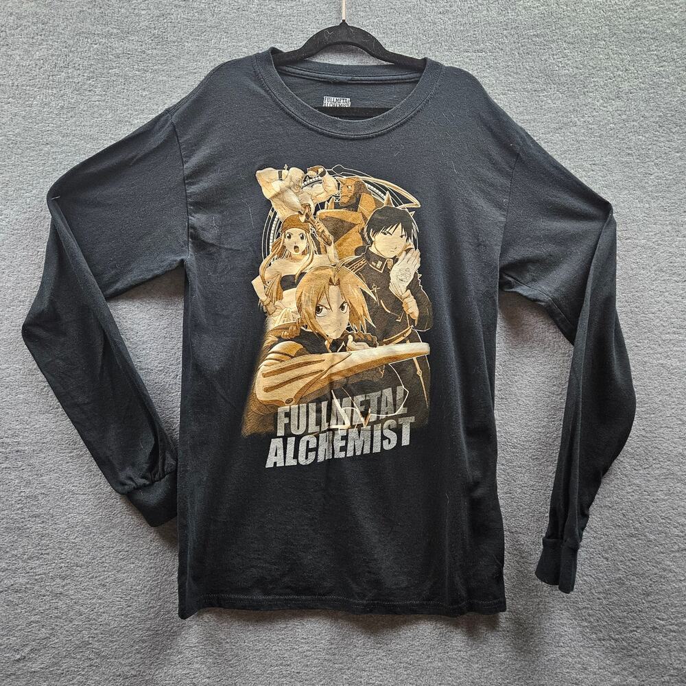Full Metal Alchemist Group Characters Mens SMALL Black L/S Manga T-Shirt